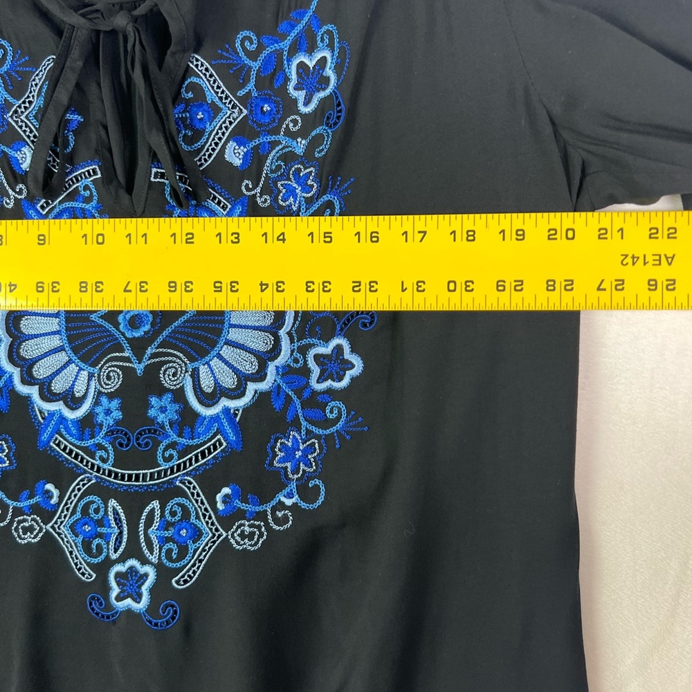 Embroidered long Sleeve peasant tie blouse - Picture 5 of 13